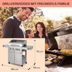 Valkyrie Gasgrill 4x3,5 KW + 3,15 KW Brenner 74x44 Cm Grill Edelstahl -Gartenmöbel 10034715 de 0006 usp