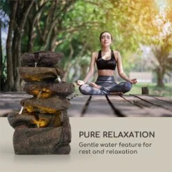 Savona Solarbrunnen 2,8 W Polyresin 5h Akku LEDs Steinoptik -Gartenmöbel 10034720 yy 0004 logo Blumfeldt Savona Solarbrunnen Steinoptik