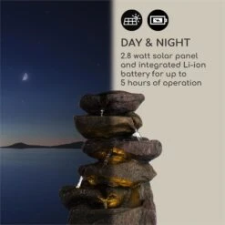 Savona Solarbrunnen 2,8 W Polyresin 5h Akku LEDs Steinoptik -Gartenmöbel 10034720 yy 0007 logo Blumfeldt Savona Solarbrunnen Steinoptik