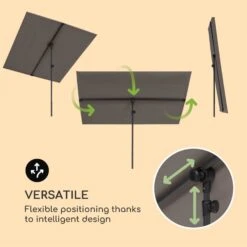 Flex-Shade XL Sonnenschirm 150 X 210 Cm Polyester UV 50 Dunkelgrau -Gartenmöbel 10034728 yy 0003 logo Blumfeldt Flex Shade XL Sonnenschirm 150x210 grau