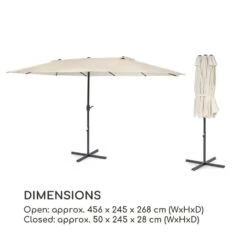 Twin Peaks Sonnenschirm Sonnenschutz 456 X 245 X 268 Cm Polyester -Gartenmöbel 10034740 yy 0009 logo Blumfeldt Twin Peaks Sonnenschirm creme