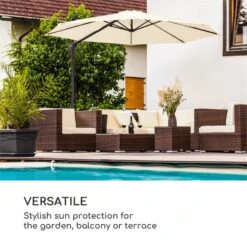 Belo Horizonte Sonnenschirm Sonnenschutz Ø 292cm Polyester Wasserabweisend Inkl. Standbasis Creme -Gartenmöbel 10034743 yy 0005 logo blumfeldt Belo Horizonte Sonnenschirm creme