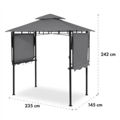 Steakhouse Wings Pavillon 244x260x152cm 160 G/m² PE Flammhemmend Stahl -Gartenmöbel 10034765 yy 0010 logo Blumfeldt Steakhouse Wings Pavillon dunkelgrau