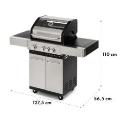 Valkyrie Gasgrill 3x3,2 + 2,9 KW Sichtfenster 54x42 Cm Grill Edelstahl -Gartenmöbel 10034845 yy 0010 logo Klarstein Valkyrie Gasgrill 3plus1 Brenner Edelstahl