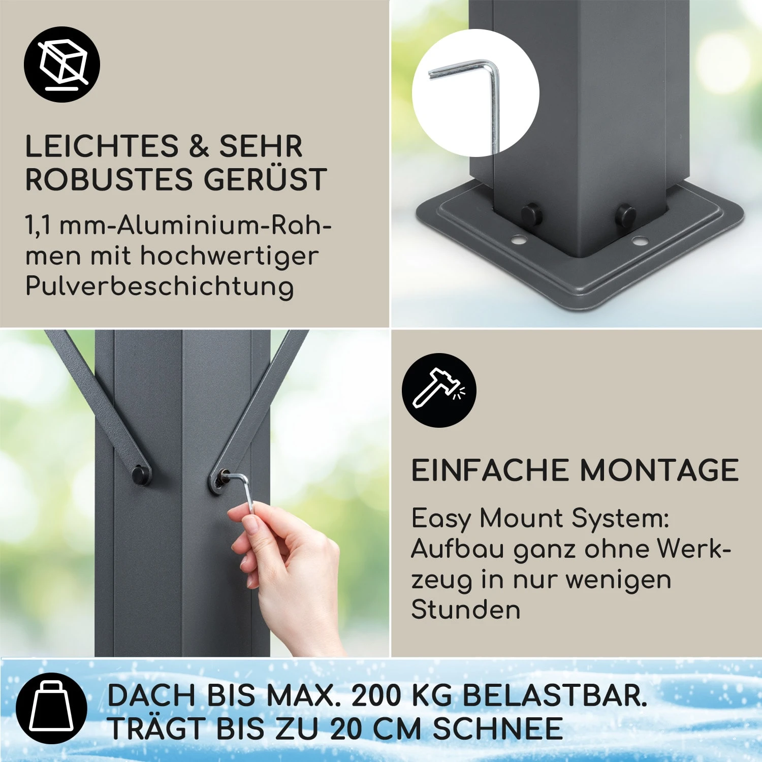 Pantheon Cortina Solid Sky Pergola Vordach 3x3m Polycarbonat Vorhänge 3 Pantheon Cortina Solid Sky Pergola Vordach 3x3m Polycarbonat Vorhänge – Bild 3