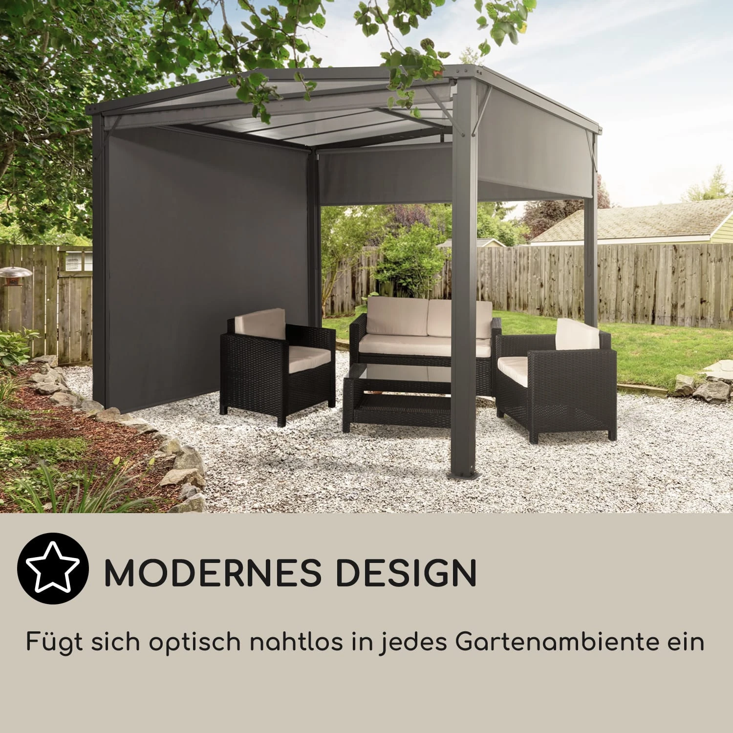 Pantheon Cortina Solid Sky Pergola Vordach 3x3m Polycarbonat Vorhänge 6 Pantheon Cortina Solid Sky Pergola Vordach 3x3m Polycarbonat Vorhänge – Bild 6