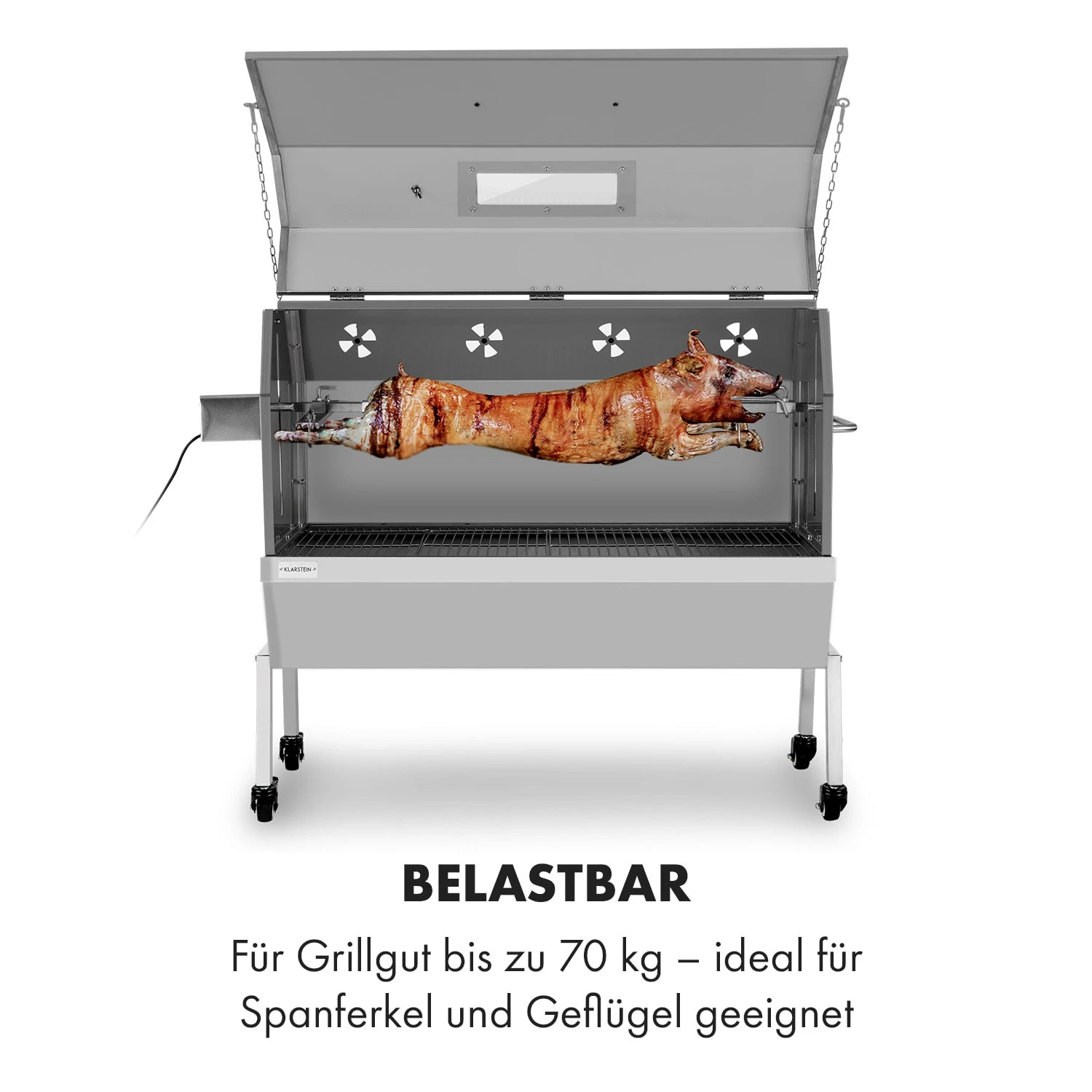 Sauenland Pro XL Spanferkelgrill Drehspieß 15W 4 Rollen Edelstahl 4 Sauenland Pro XL Spanferkelgrill Drehspieß 15W 4 Rollen Edelstahl – Bild 4
