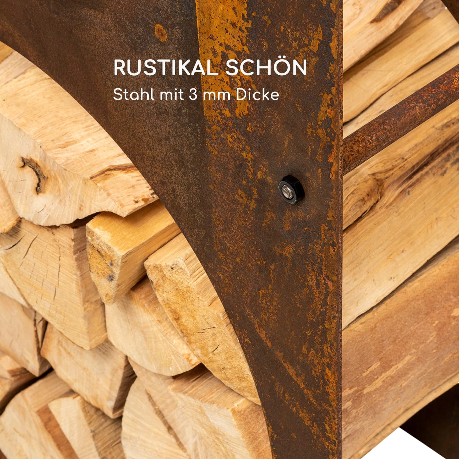 Trio Circulo Holzspeicher 55 X 160 X 30 Cm 3 Mm Stahl Regal Rostoptik 4 Trio Circulo Holzspeicher 55 X 160 X 30 Cm 3 Mm Stahl Regal Rostoptik – Bild 4