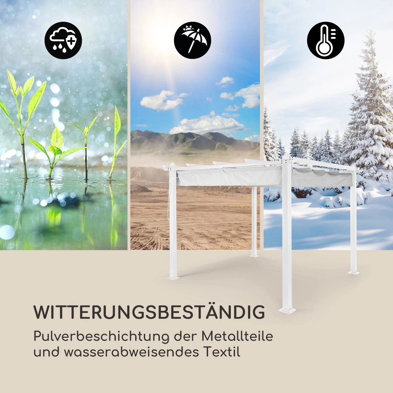 Pantheon Pergola Aluminiumkantrohr 3x3m 4 Eckpfosten Wasserabweisend 5 Pantheon Pergola Aluminiumkantrohr 3x3m 4 Eckpfosten Wasserabweisend – Bild 5