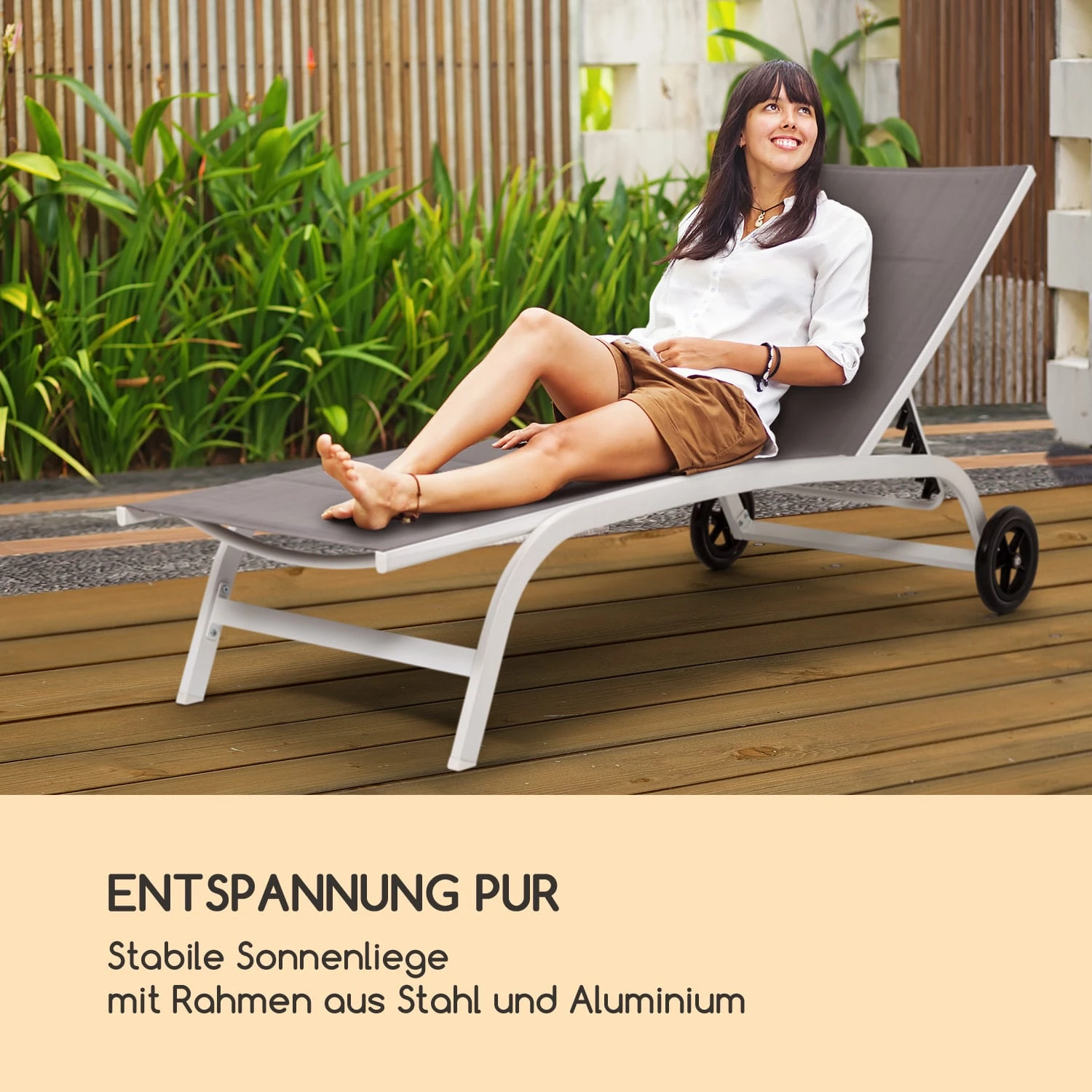 Limala Sonnenliege Lounger Stahl/Aluminium Textilene 150 Kg Mobil 2 Limala Sonnenliege Lounger Stahl/Aluminium Textilene 150 Kg Mobil – Bild 2