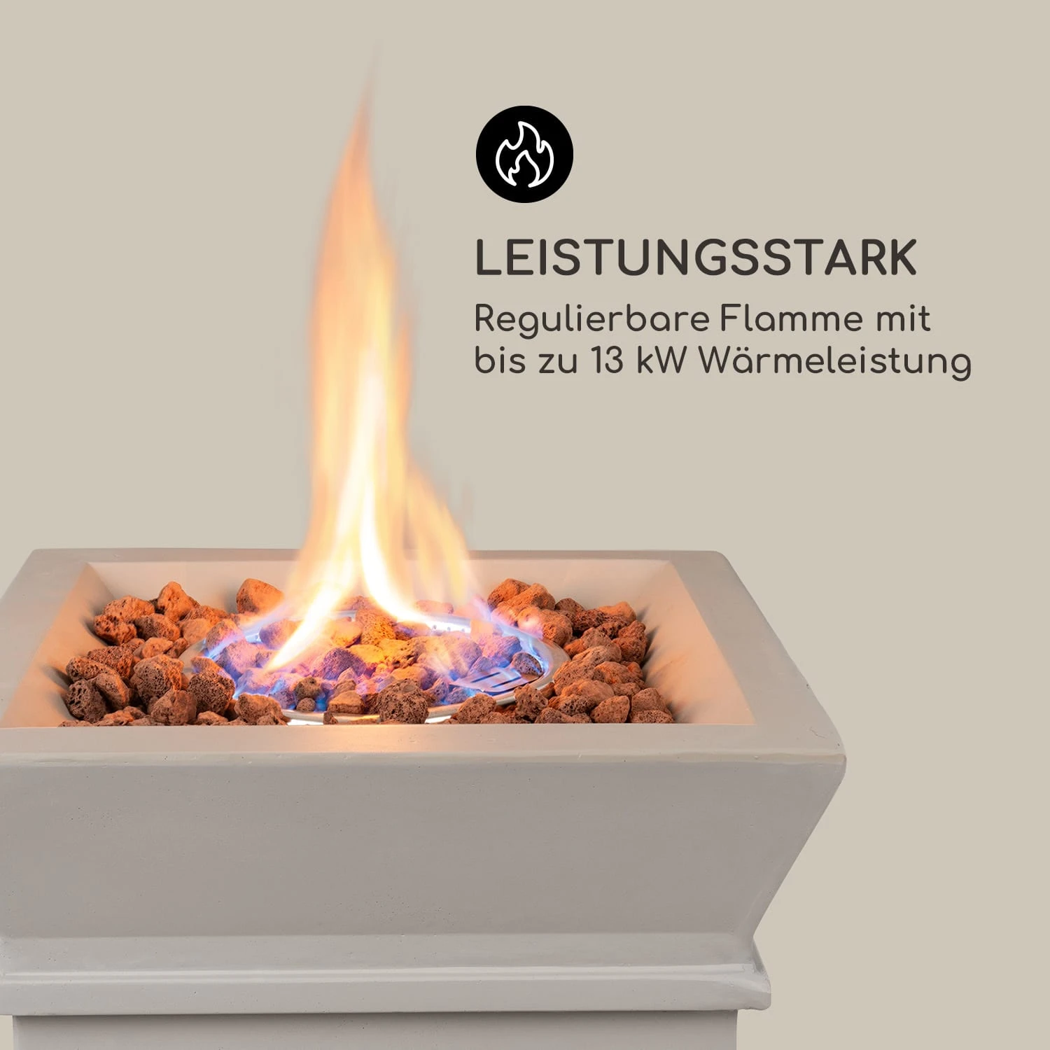 Prati Gas-Feuerstelle 13 KW Elektrisches Zündsystem Lavasteine Inkl. Regenschutz 3 Prati Gas-Feuerstelle 13 KW Elektrisches Zündsystem Lavasteine Inkl. Regenschutz – Bild 3