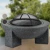 Troja Feuerschale Grill Ø 75 Cm Funkenfang Stahl Kunststein Feuerfest