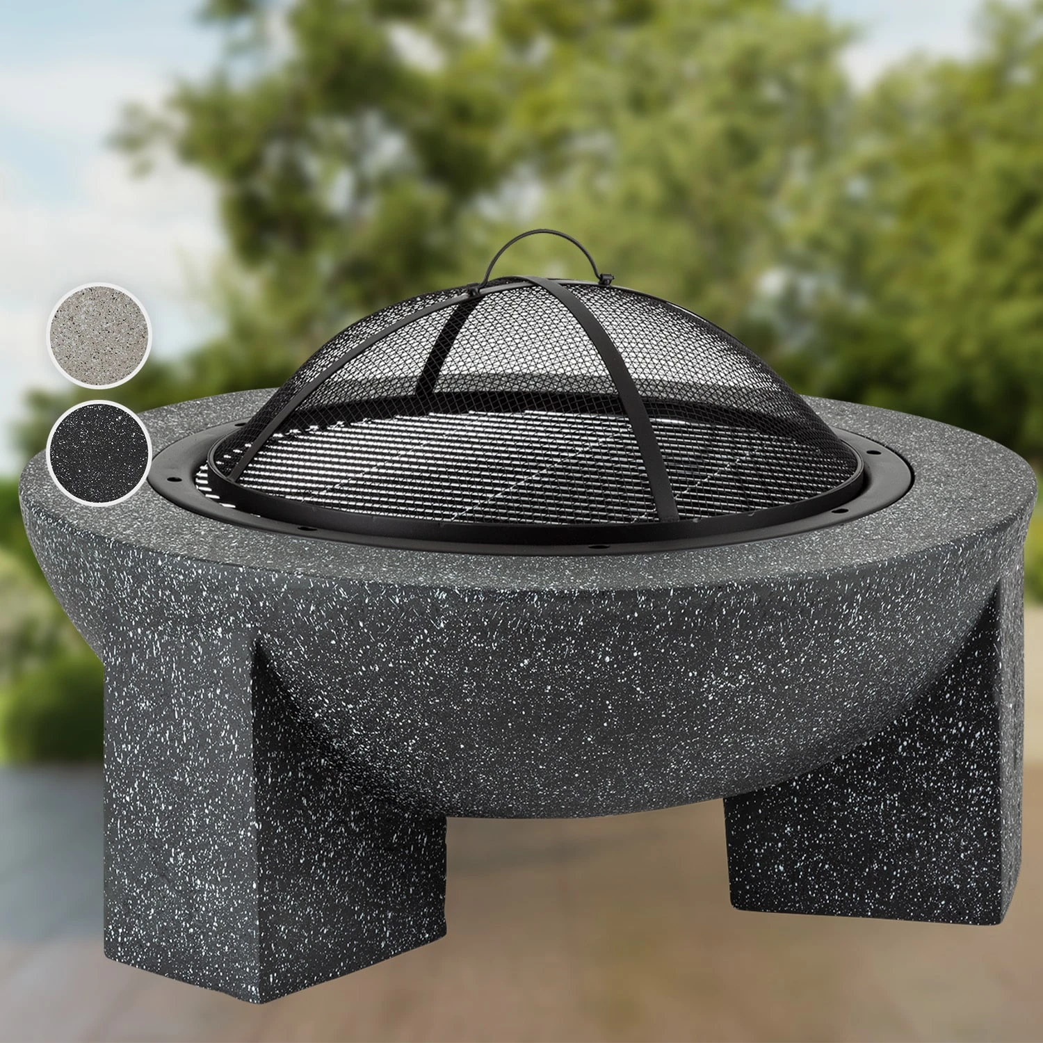 Troja Feuerschale Grill Ø 75 Cm Funkenfang Stahl Kunststein Feuerfest 1 Troja Feuerschale Grill Ø 75 Cm Funkenfang Stahl Kunststein Feuerfest