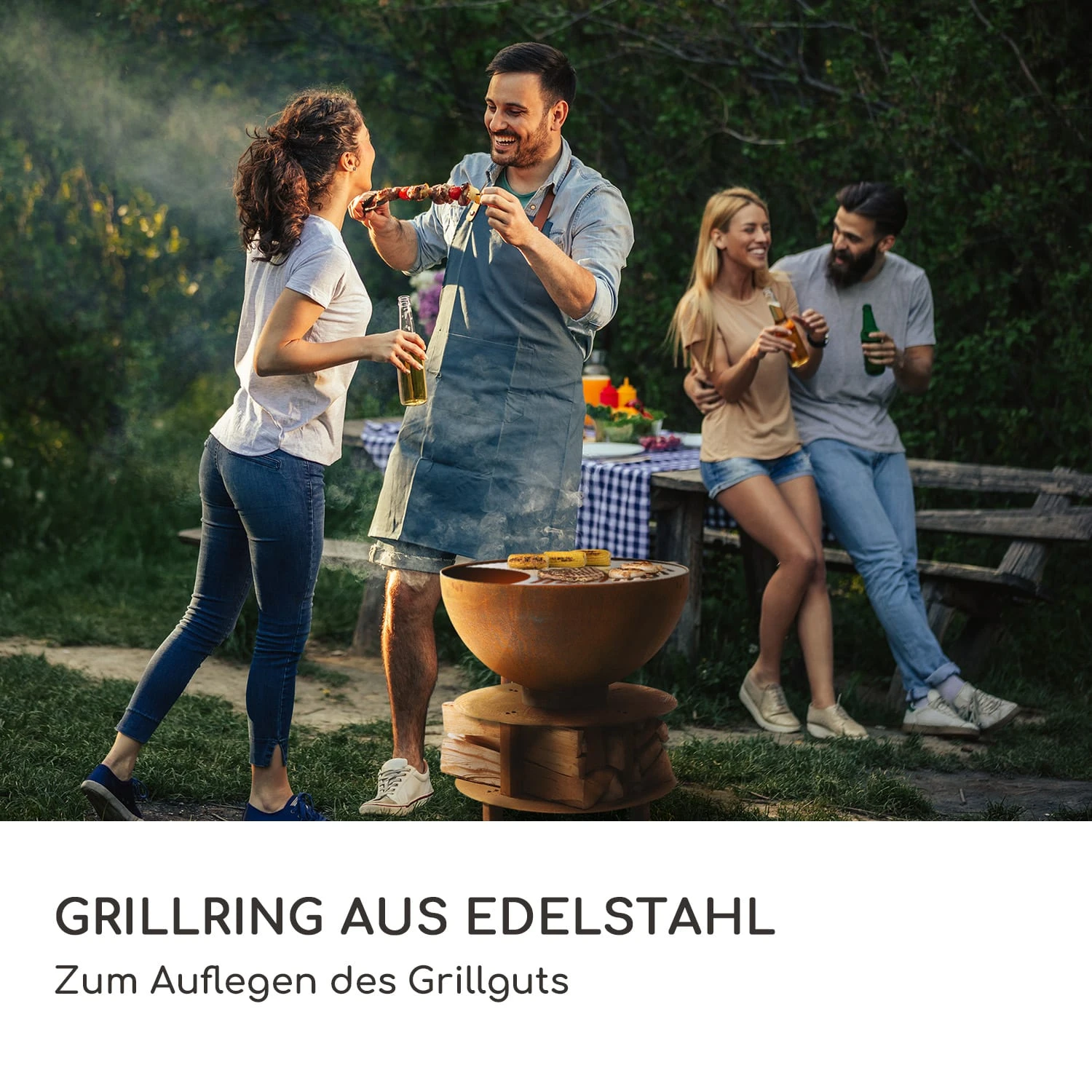 Savage 2.0 Rund Feuerschalen-Grill Ø: 60 Cm Stabiler Sockel Holzlager 5 Savage 2.0 Rund Feuerschalen-Grill Ø: 60 Cm Stabiler Sockel Holzlager – Bild 5