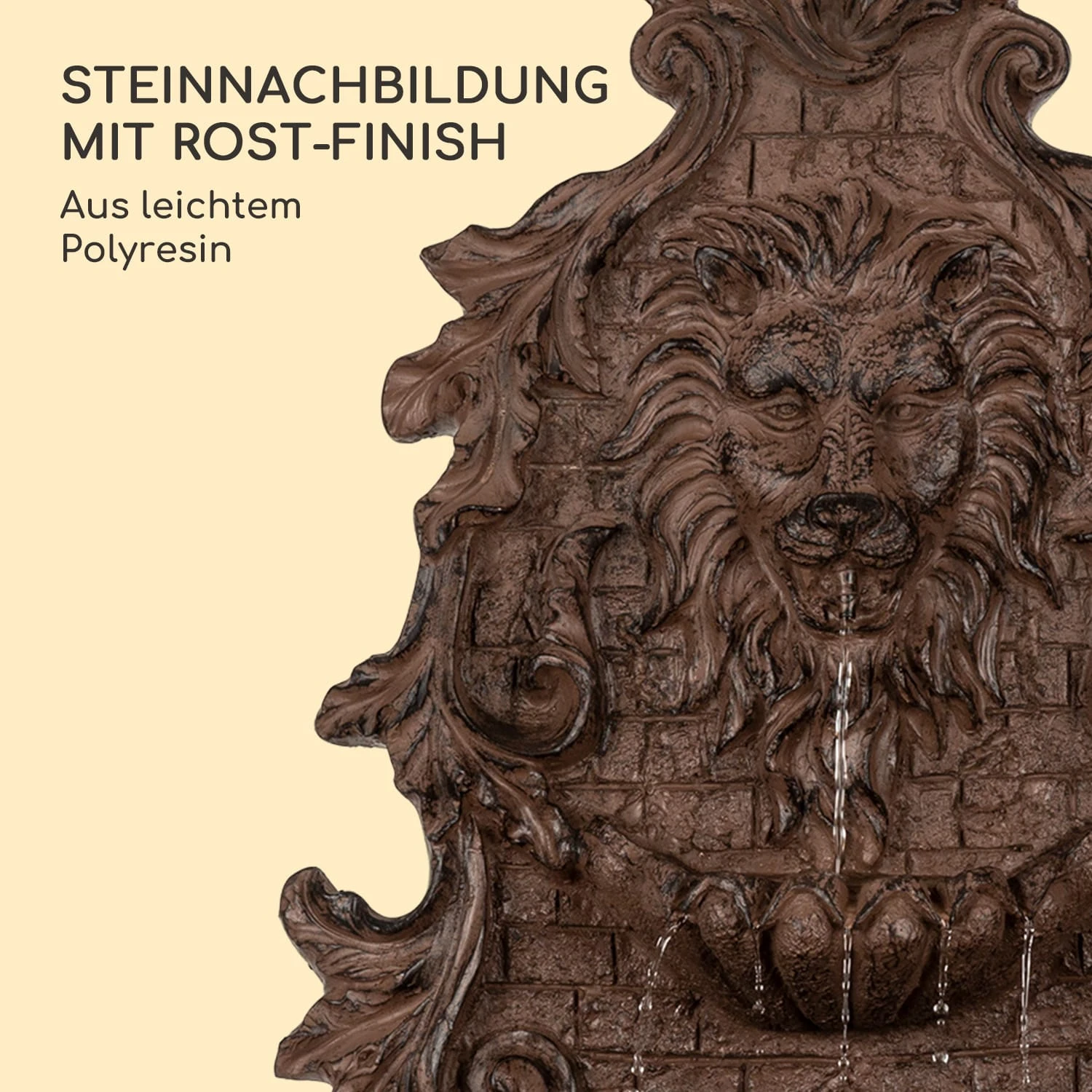 Löwenstein Wandbrunnen 2W Solar-Pumpe Polyresin 4 Weiße LED 5m Kabel 5 Löwenstein Wandbrunnen 2W Solar-Pumpe Polyresin 4 Weiße LED 5m Kabel – Bild 5