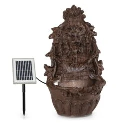 Löwenstein Wandbrunnen 2W Solar-Pumpe Polyresin 4 Weiße LED 5m Kabel