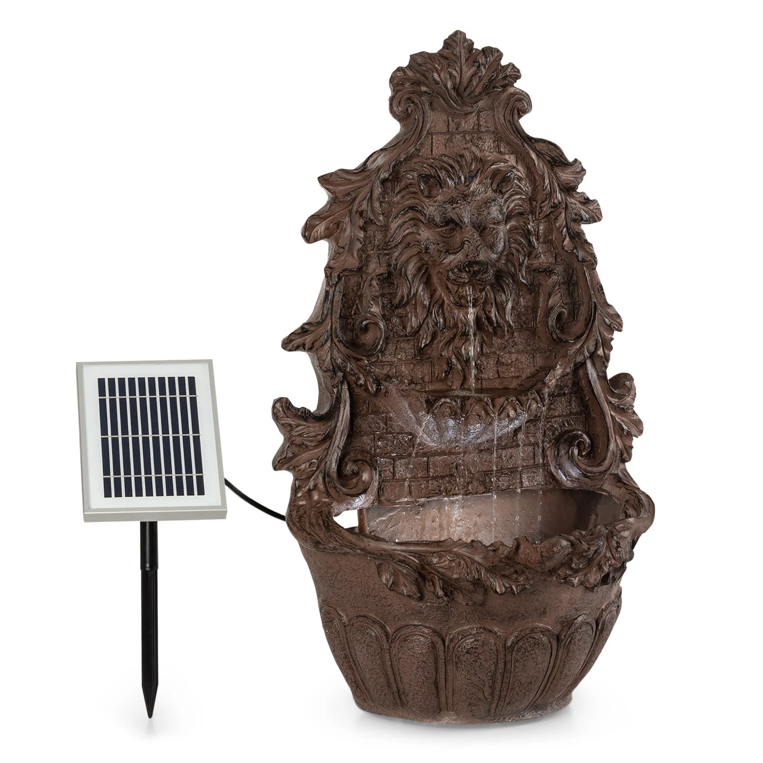 Löwenstein Wandbrunnen 2W Solar-Pumpe Polyresin 4 Weiße LED 5m Kabel 1 Löwenstein Wandbrunnen 2W Solar-Pumpe Polyresin 4 Weiße LED 5m Kabel
