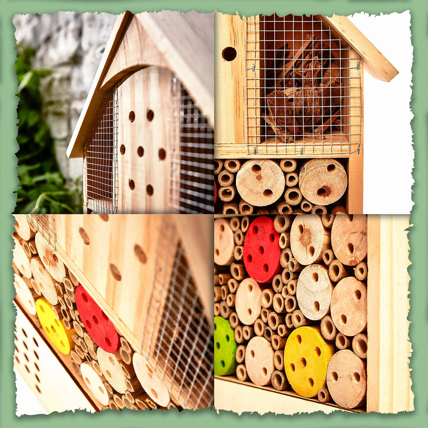 Insektenhotel Mit Farbklecksen Ganzjährig Bewohnbar Pinienholz 3 Insektenhotel Mit Farbklecksen Ganzjährig Bewohnbar Pinienholz – Bild 3