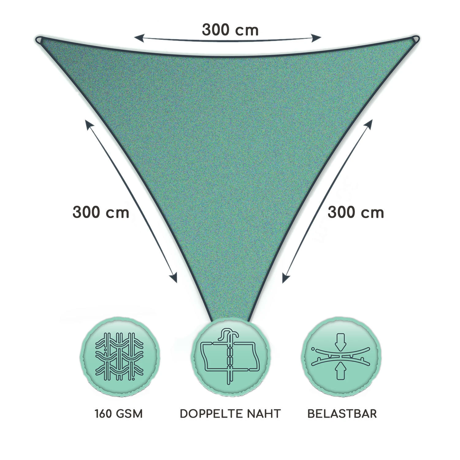 Dreieckiges Sonnensegel 3x3x3 M Befestigungsringe PE Luftdurchlässig 6 Dreieckiges Sonnensegel 3x3x3 M Befestigungsringe PE Luftdurchlässig – Bild 6