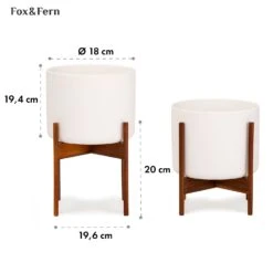 Thorn Blumentopf Mit Ständer 50er Jahre Stil 2er-Set Akazie 19,6x20x19,6 Cm -Gartenmöbel 10038441 yy 0006 usp