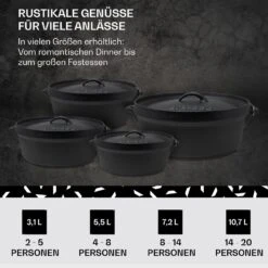 Galloway Dutch Oven 6.0 BBQ-Topf Gusseisen Voreingebrannt Größe M / 6 Qt -Gartenmöbel 10038581 de 0006 usp