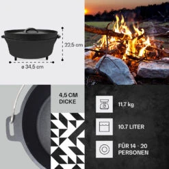 Galloway Dutch Oven 12.0 BBQ-Topf Gusseisen Standfüße Größe XL / 12 Qt -Gartenmöbel 10038587 de 0004 usp