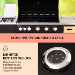 Jersey Outdoor Kitchen Gasgrill Spüle 20,7 KW 5+1 Brenner Mobil -Gartenmöbel 10039854 de 0003 usp