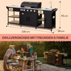 Jersey Outdoor Kitchen Gasgrill Spüle 20,7 KW 5+1 Brenner Mobil -Gartenmöbel 10039854 de 0006 usp