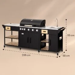 Jersey Outdoor Kitchen Gasgrill Spüle 20,7 KW 5+1 Brenner Mobil -Gartenmöbel 10039854 yy 0008 dimensions