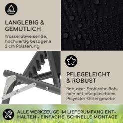 Amalfi Sonnenliege 70 X 37 X 200 Cm Sonnenblende 5-stufige Rückenlehne Stahlrohr Witterungsbeständig -Gartenmöbel 10040101 de 0003 logo