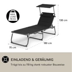 Amalfi Sonnenliege 70 X 37 X 200 Cm Sonnenblende 5-stufige Rückenlehne Stahlrohr Witterungsbeständig -Gartenmöbel 10040101 de 0004 logo