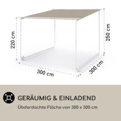 Nantes Pavillon Gazebo Sonnendach 3x3m Polyester Stahlrahmen UV50+ Bodenrollen -Gartenmöbel 10040106 de 0004 logo