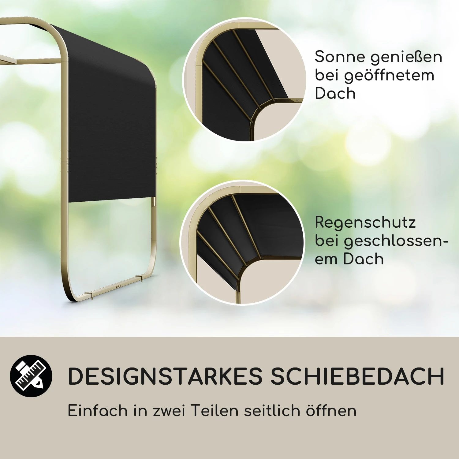 Orleans Gazebo 300 X 220 X 300 Cm Schiebedach UV-Schutz 50+ Leicht 4 Orleans Gazebo 300 X 220 X 300 Cm Schiebedach UV-Schutz 50+ Leicht – Bild 4