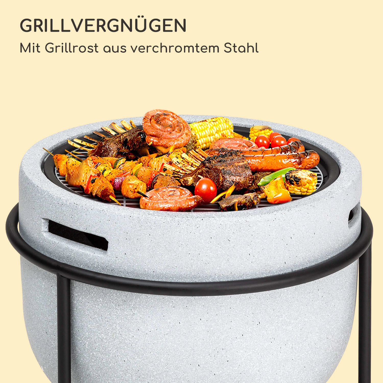 Blumfeldt Grail Feuerschale Mit Grill MGO & Stahlschale Inkl. Funkenschutz 3 Blumfeldt Grail Feuerschale Mit Grill MGO & Stahlschale Inkl. Funkenschutz – Bild 3