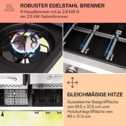 Kingsville 4.1 Kombigrill Gas + Kohle 13,7 KW 4+1 Brenner -Gartenmöbel 10040271 de 0005 usp