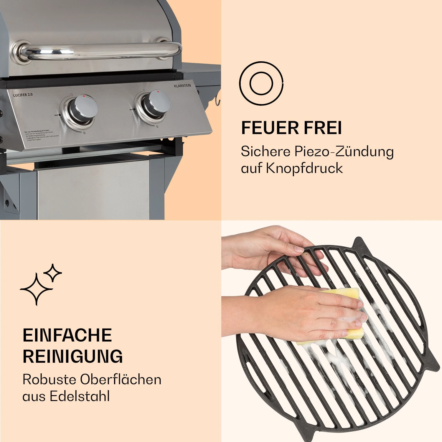 Lucifer 2 Gasgrill 2 X 3,6 KW Brenner 45x45cm Grill Edelstahl Mobil 7 Lucifer 2 Gasgrill 2 X 3,6 KW Brenner 45x45cm Grill Edelstahl Mobil – Bild 7