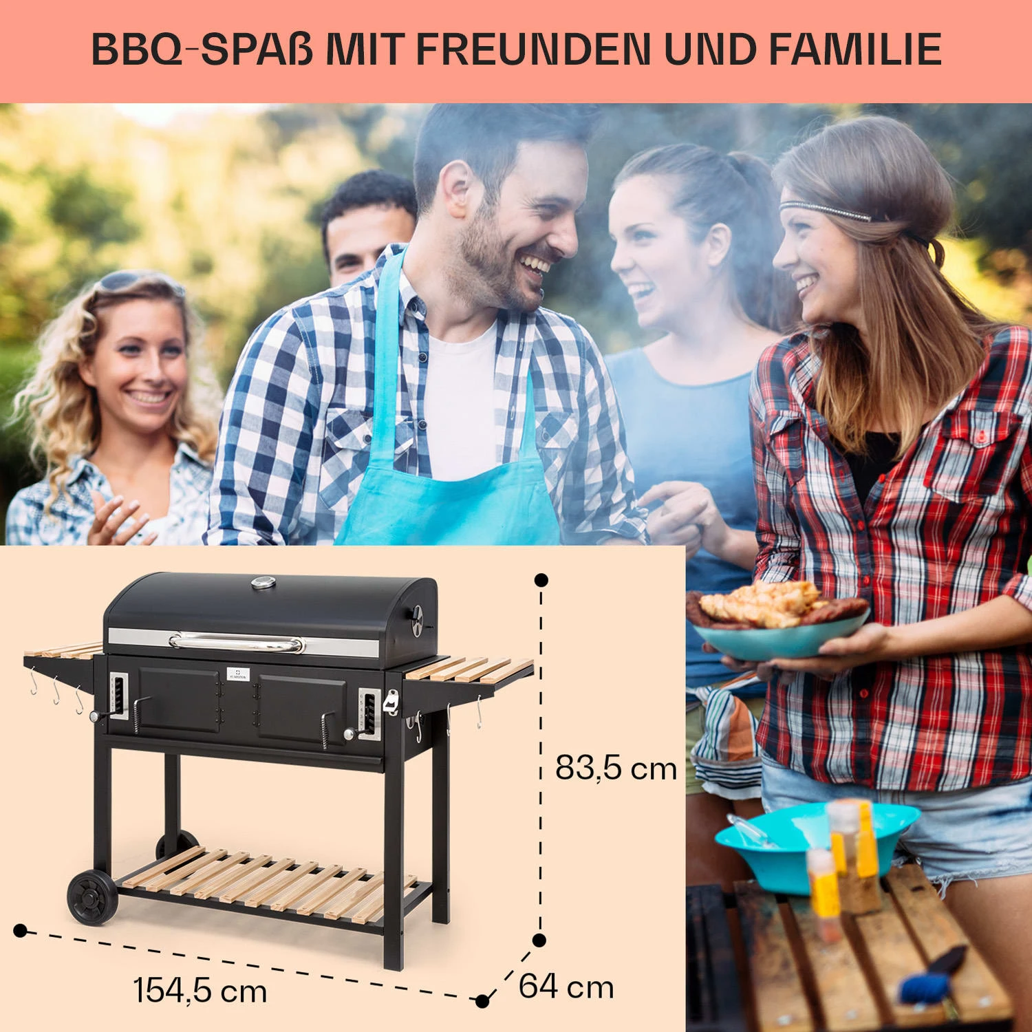Aberdeen Double Holzkohlegrill Smoker Thermometer 2 Seitentische Mobil 7 Aberdeen Double Holzkohlegrill Smoker Thermometer 2 Seitentische Mobil – Bild 7