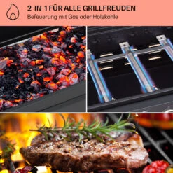 Aberdeen Kombi-Grill Gas Kohle Smoker Thermometer 2 Seitentische Mobil -Gartenmöbel 10040294 de 0003 usp