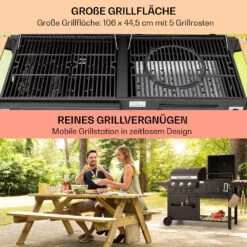 Aberdeen Kombi-Grill Gas Kohle Smoker Thermometer 2 Seitentische Mobil -Gartenmöbel 10040294 de 0004 usp