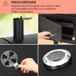 Aberdeen Kombi-Grill Gas Kohle Smoker Thermometer 2 Seitentische Mobil -Gartenmöbel 10040294 de 0005 usp