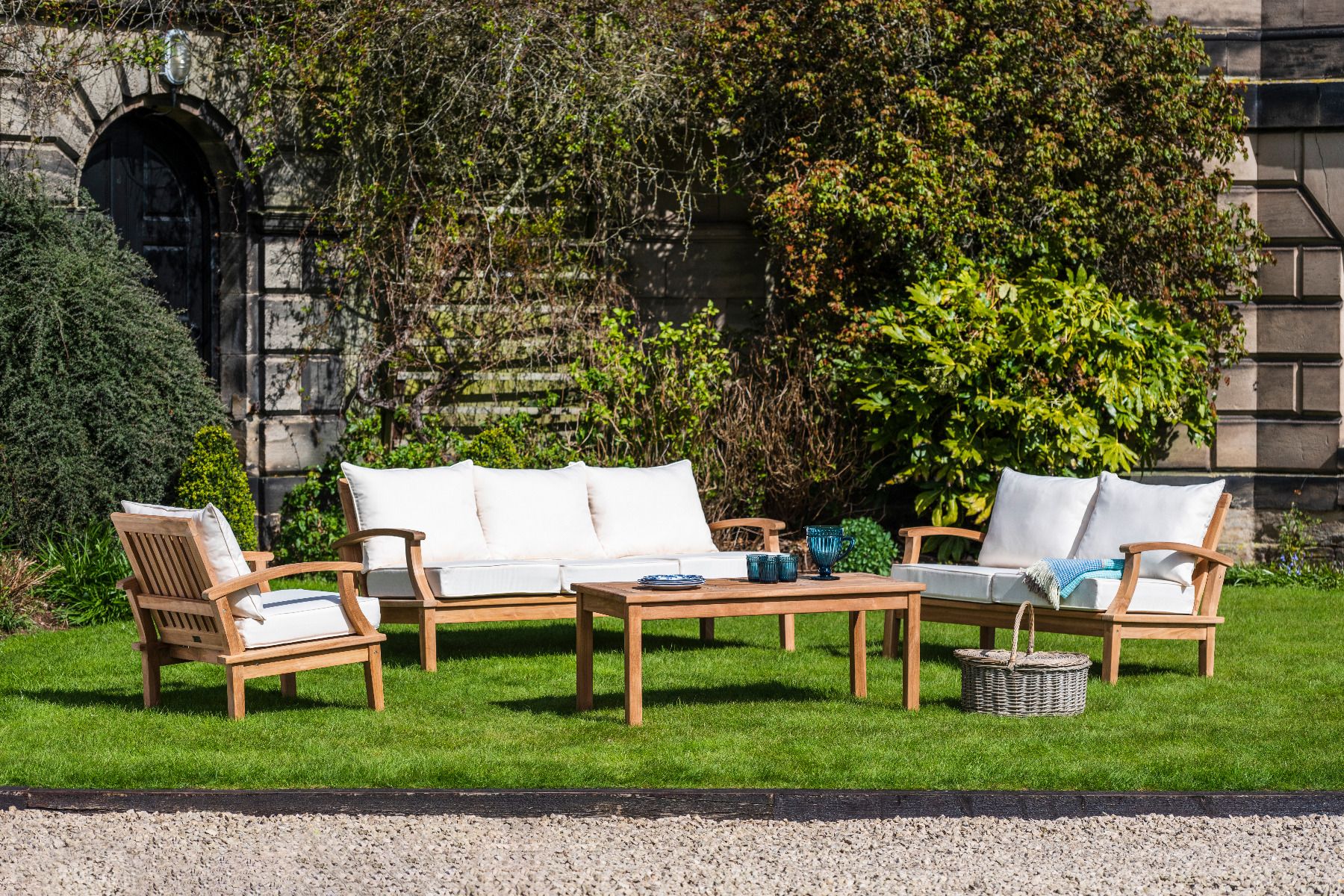 Gartenmöbel -Gartenmöbel burford teak garden x large lounge set cream
